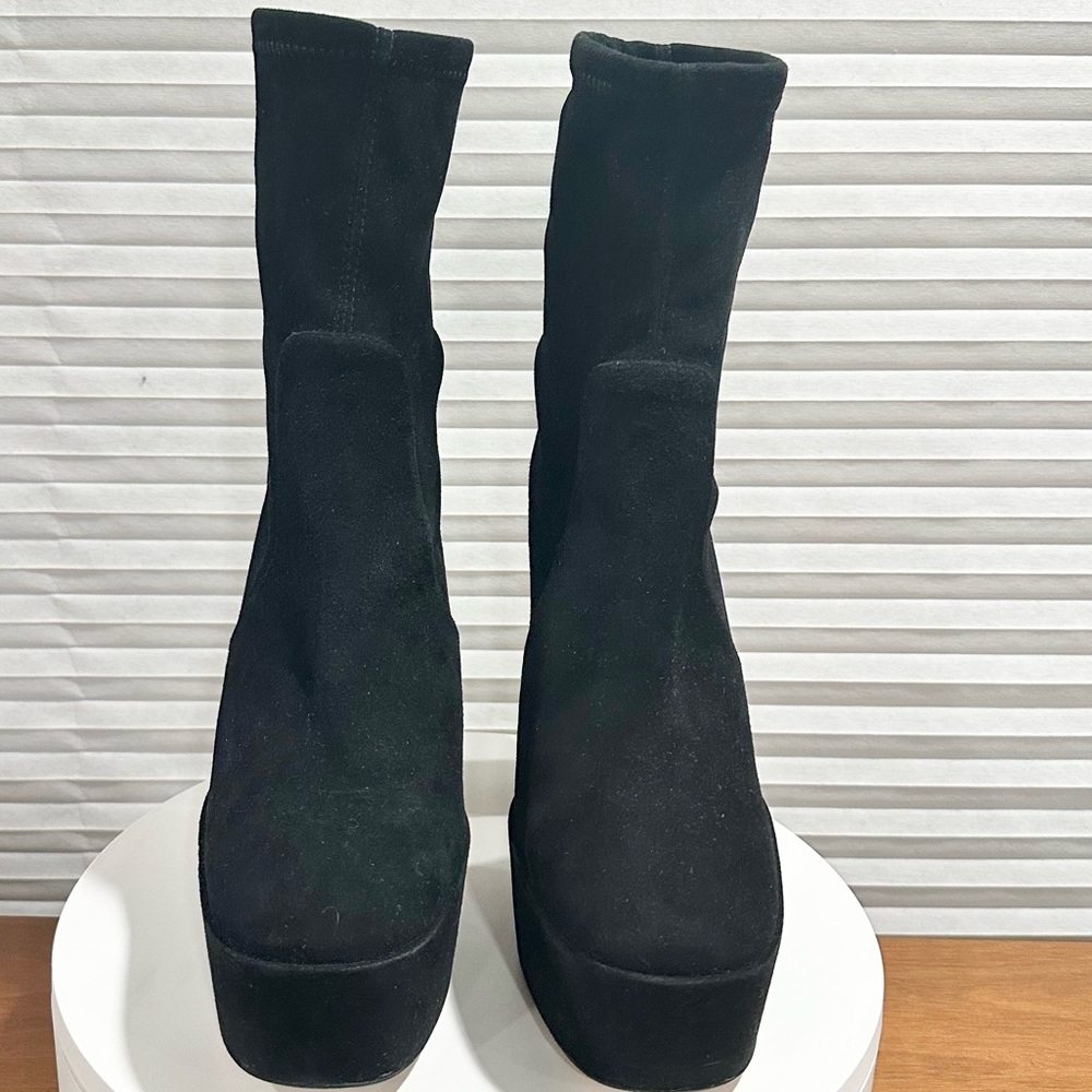 🌹STUART WEITZMAN🌹 Skyhigh Black Platform Booties In Black Size: 9 - Picture 6 of 14